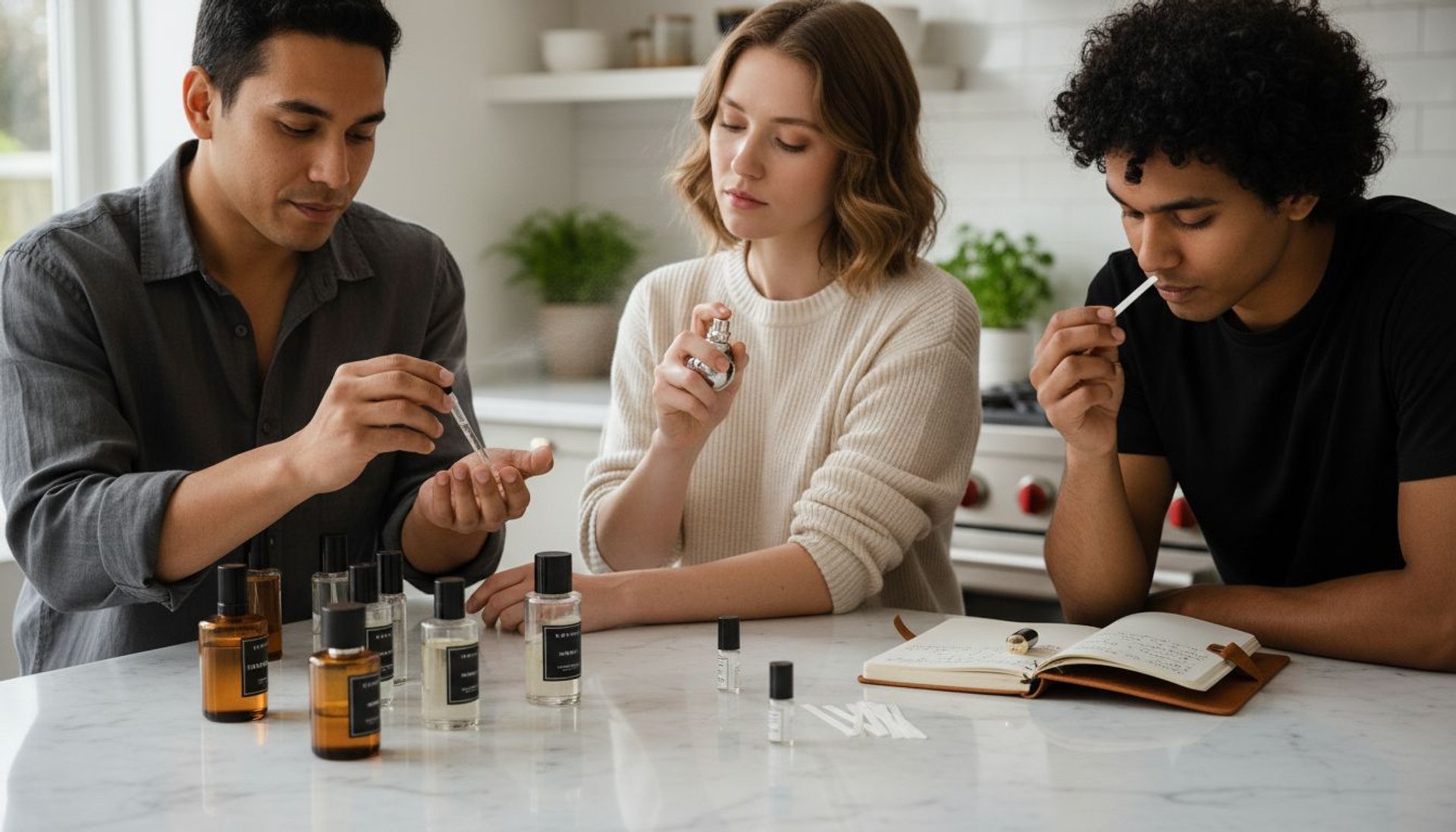 experiência de teste de perfumes