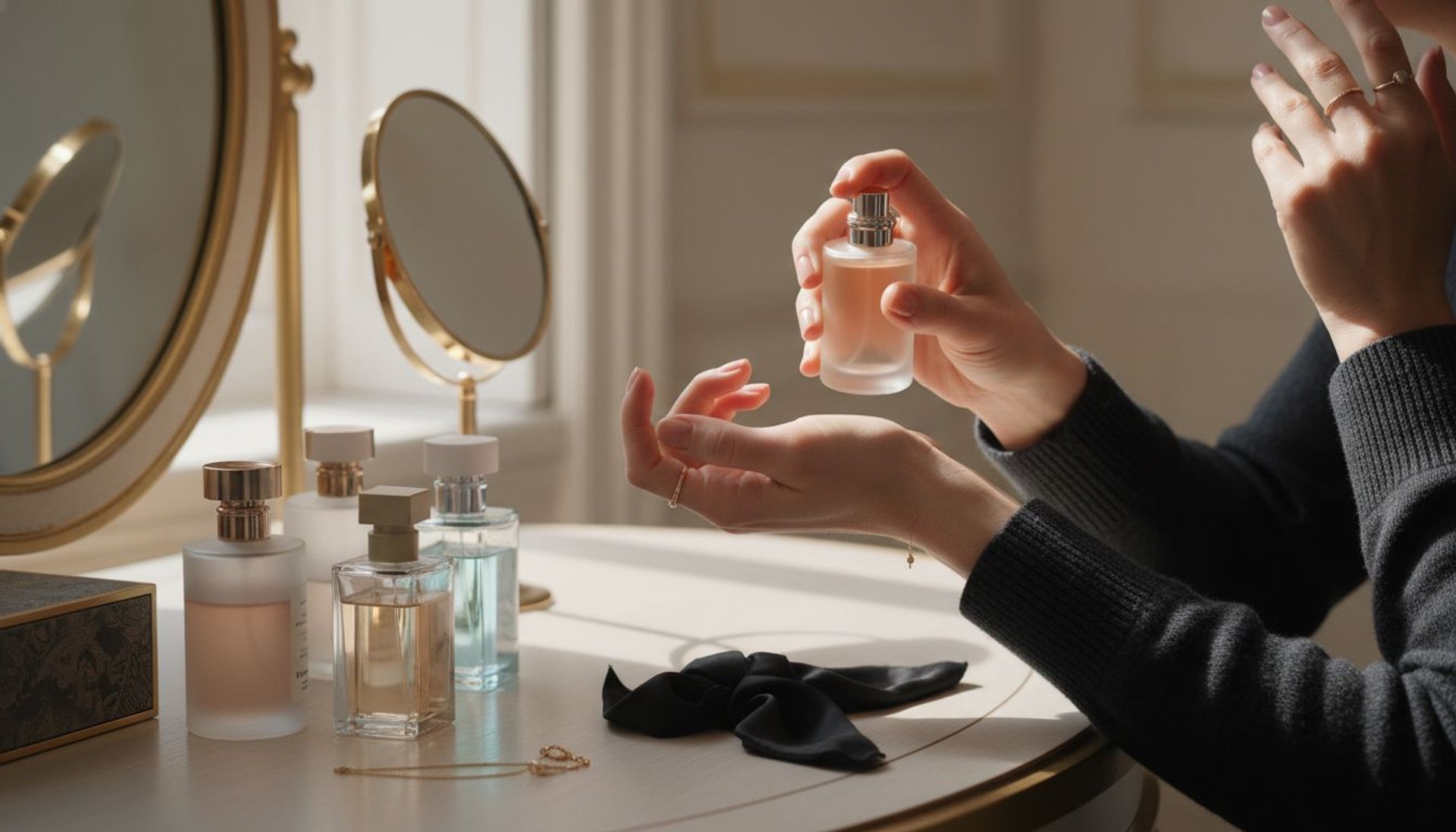 técnica de aplicação de perfume