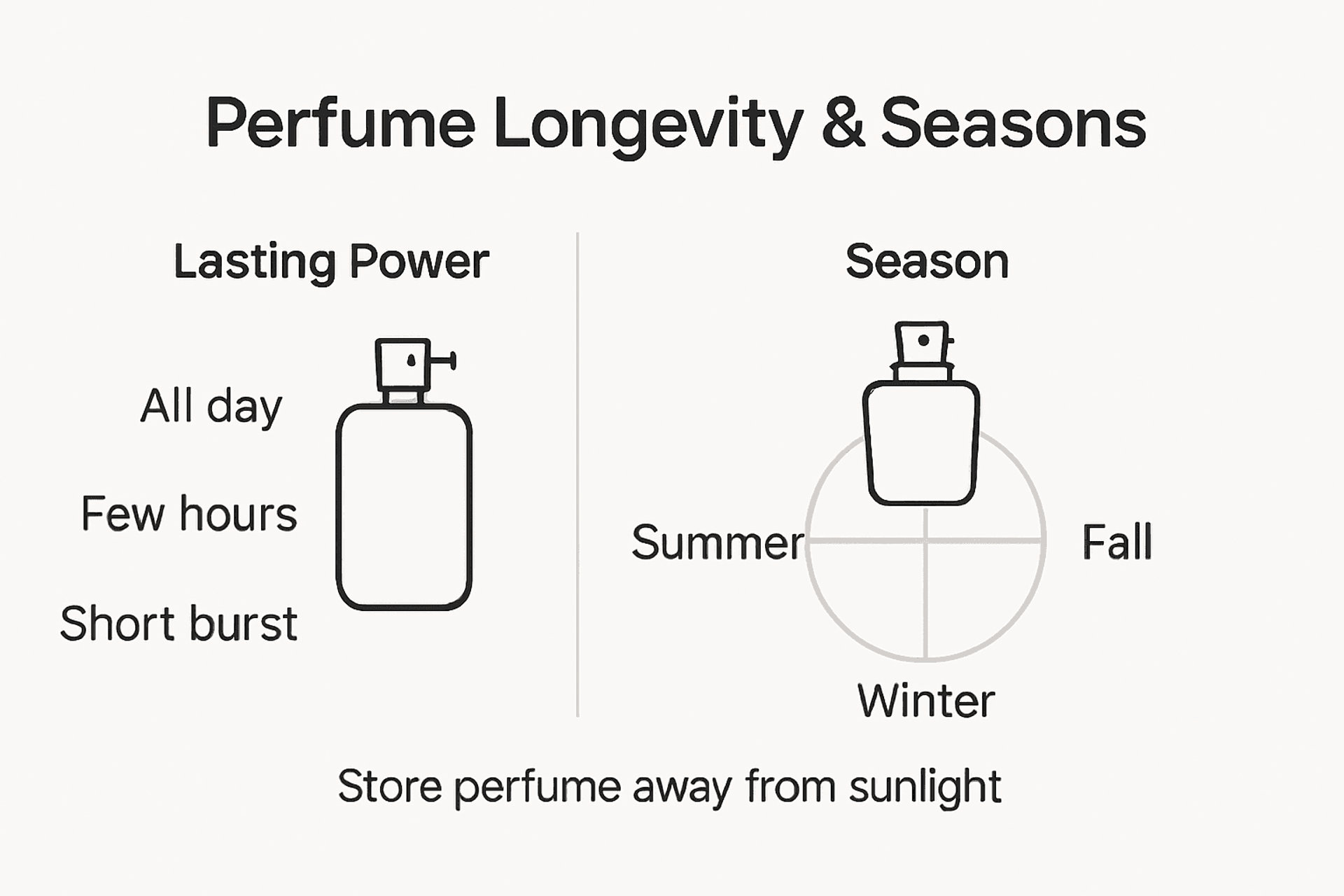 Infographic showing perfume longevity by season