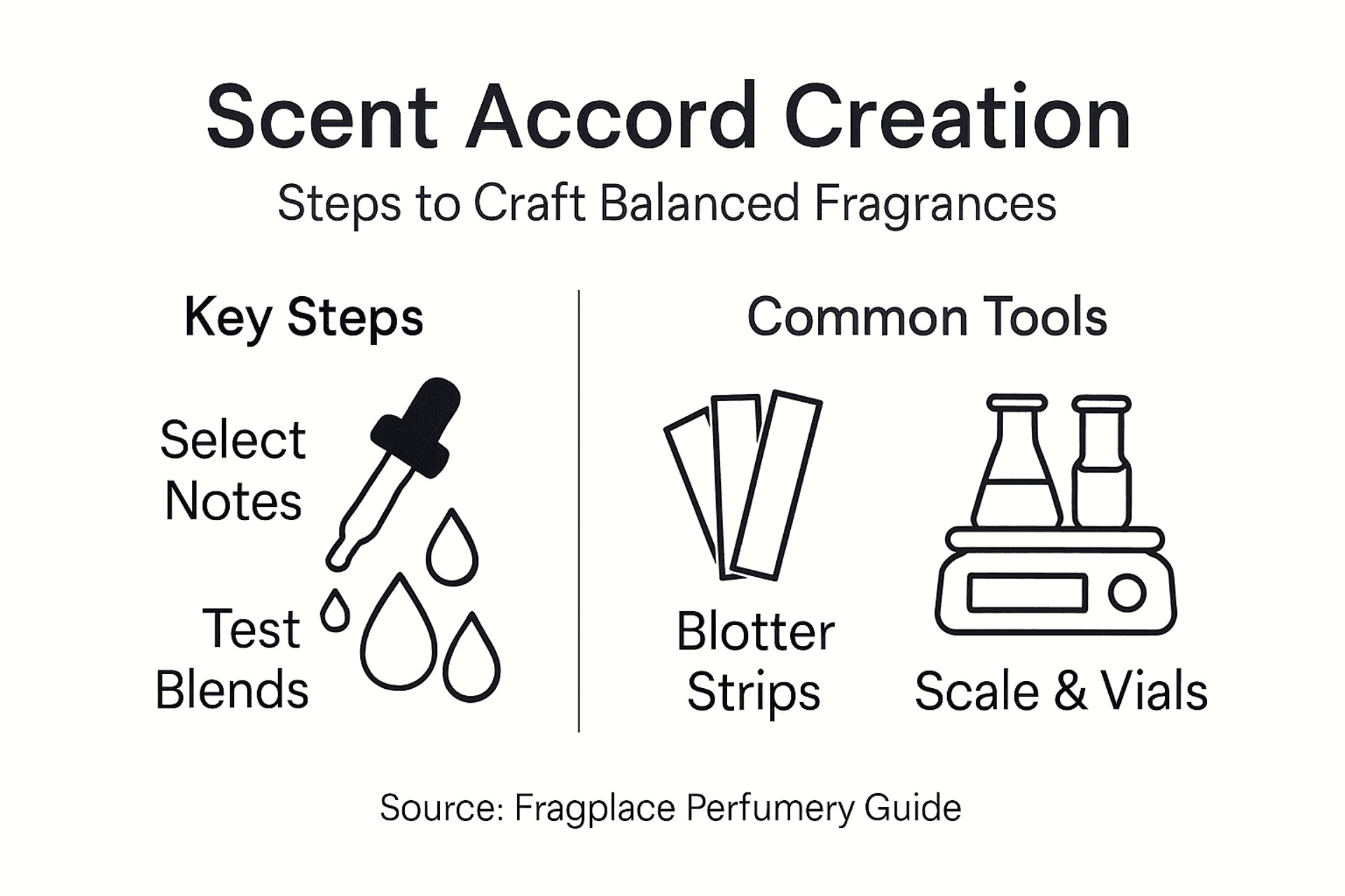 Infographic of fragrance accord crafting steps and tools