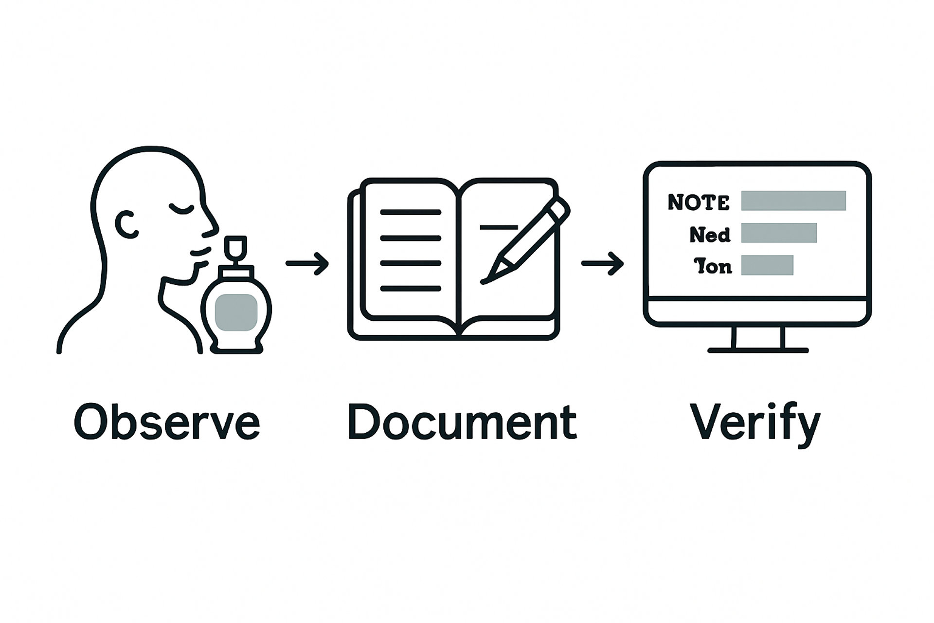 Perfume note identification step-by-step visual