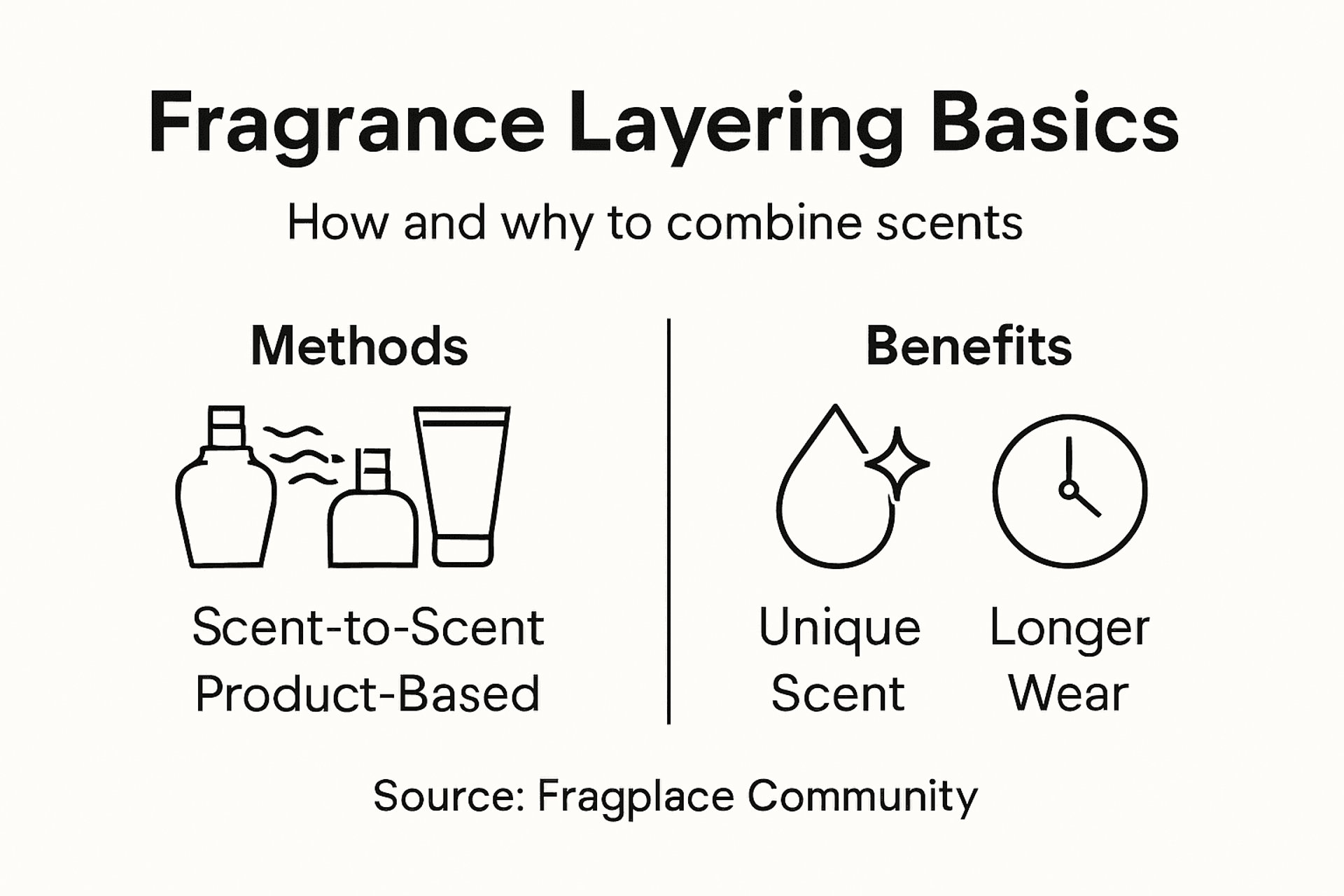 Infographic on fragrance layering methods and benefits