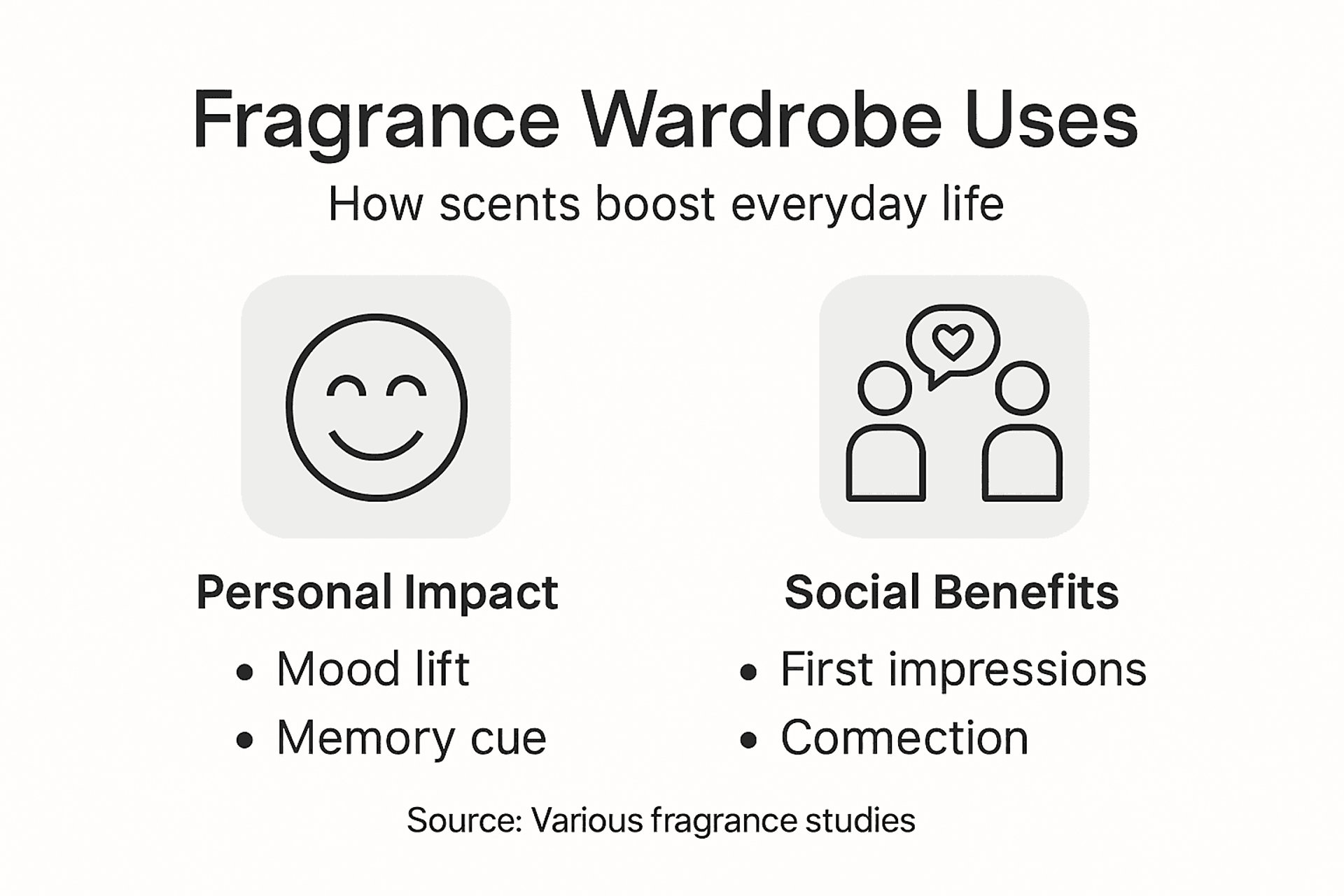 Infographic showing fragrance wardrobe uses and benefits