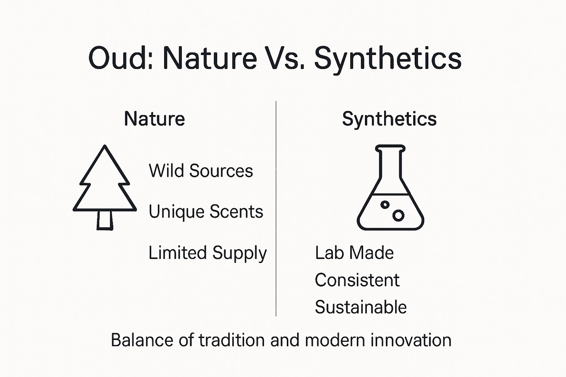 Infographic comparing natural and synthetic oud