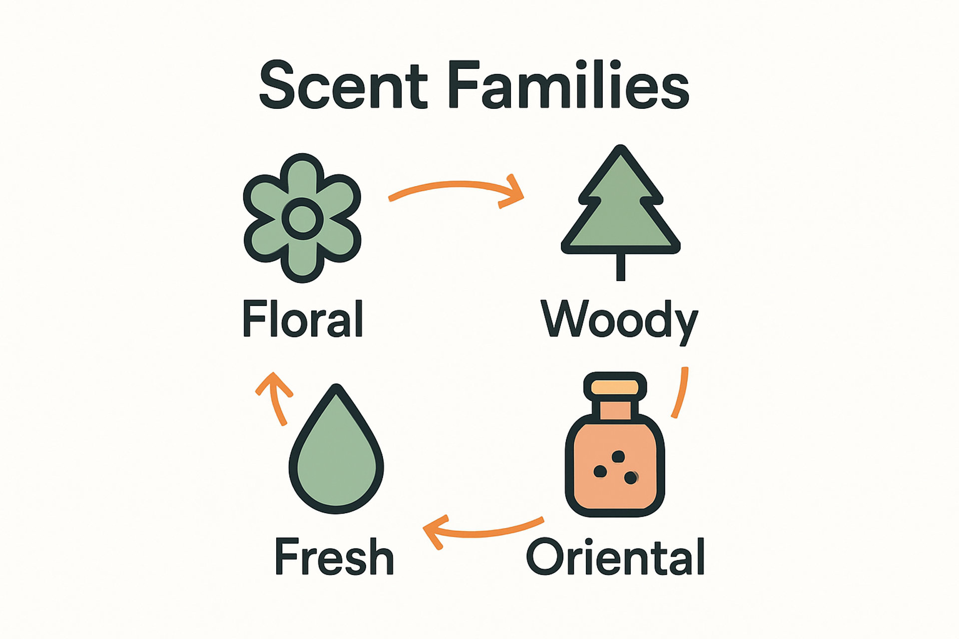 Infographic comparing main perfume scent families