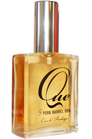 Que Eau de Barbeque by Pork Barrel BBQ perfume bottle