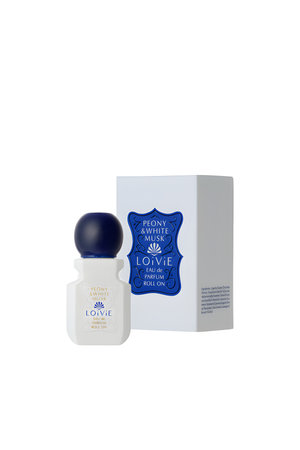 Peony & White Musk Eau de Parfum Roll on by LOIVIE perfume bottle